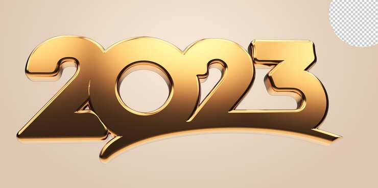 PSD diseño de logotipo 3d render new year 2023 con fondo transparente
