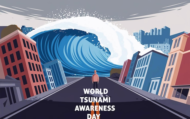 PSD diseño de logotipo del día mundial de concientización sobre tsunami