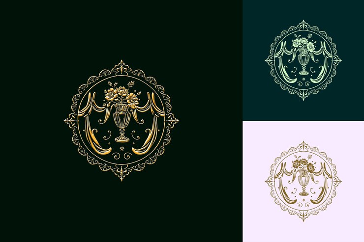 PSD el diseño del logotipo es de color dorado y verde