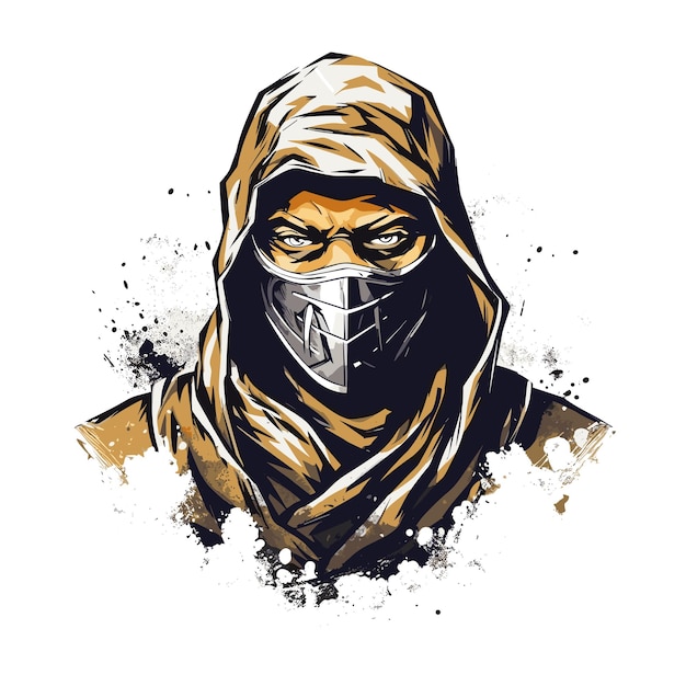 PSD diseño de logotipo ninja arte de logotipo estilo graffiti ilustración acuarela png psd