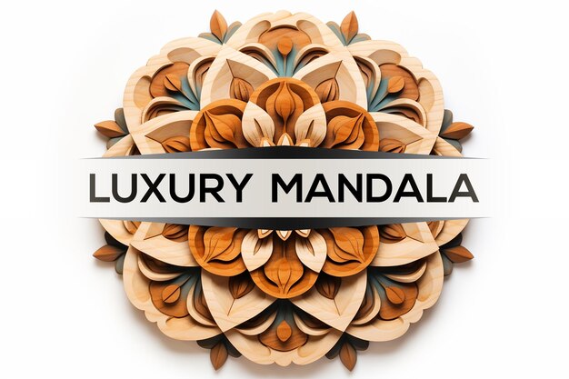 PSD diseño de madera 3d_mandala de arte de madera_diseño de madera