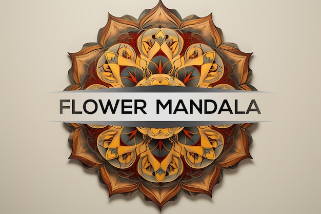 PSD diseño de mandala de letrero diseño de mandala premium mandala de flores coloridas