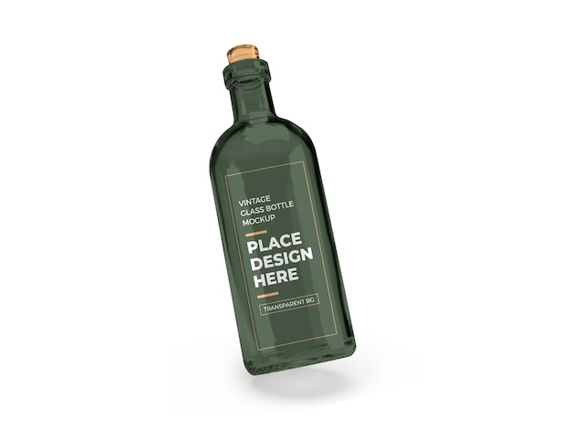Diseño de maqueta 3D de botella de vidrio vintage