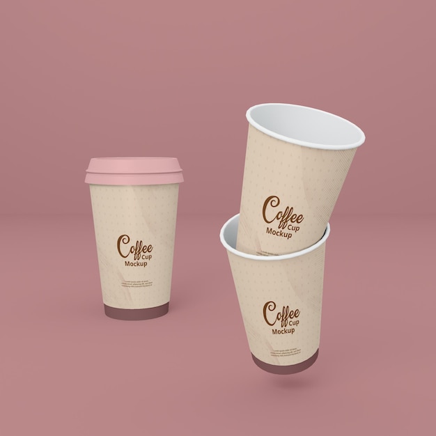 PSD diseño de maqueta 3d realista de taza de café