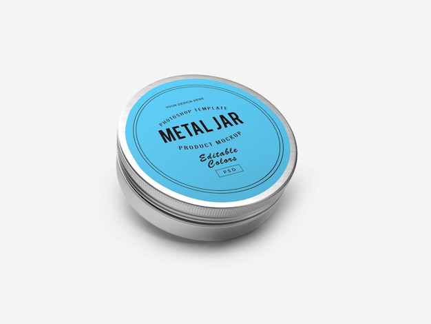 Diseño de maqueta 3d de tarro de hojalata de metal en representación 3d