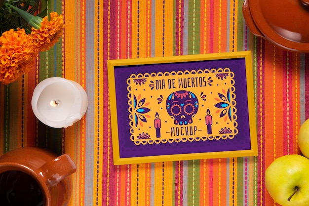 PSD diseño de maqueta de altar del día de muertos.