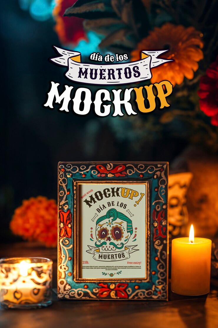 PSD diseño de la maqueta del altar de dia de los muertos