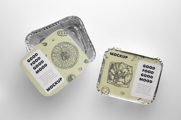 Diseño de maqueta de bandeja de aluminio para almacenar alimentos.