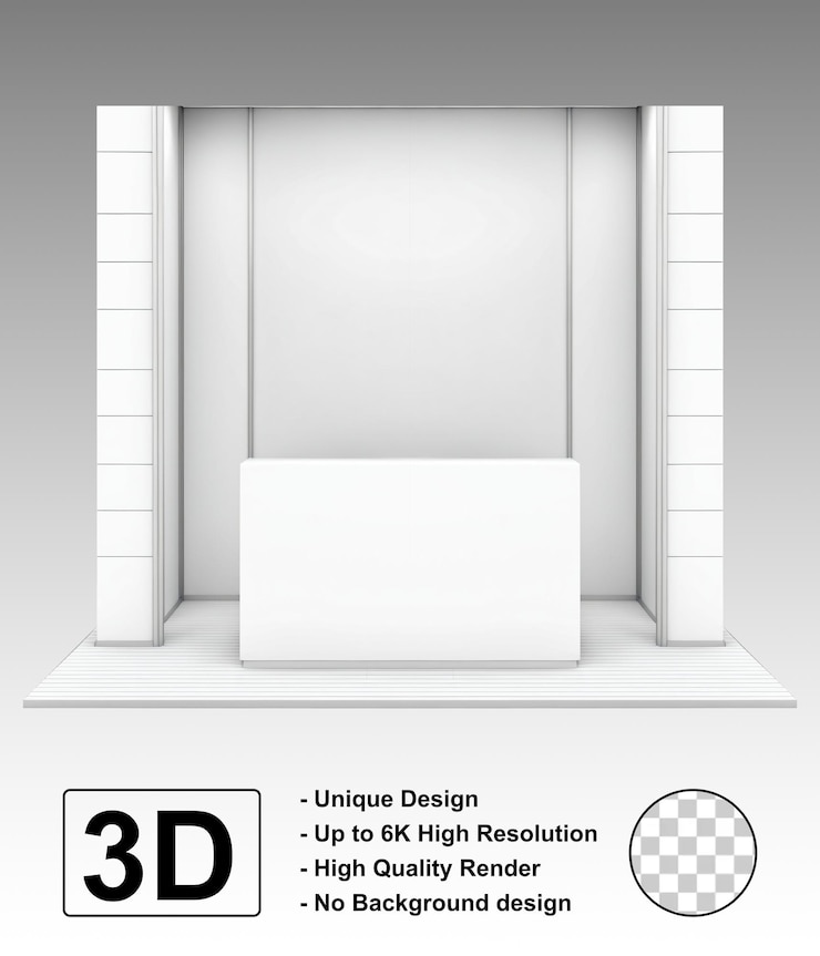 PSD diseño de maqueta blanca de la cabina 3d del evento
