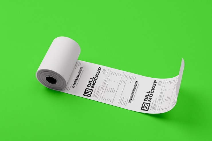 PSD diseño de maqueta de boleto de factura en papel