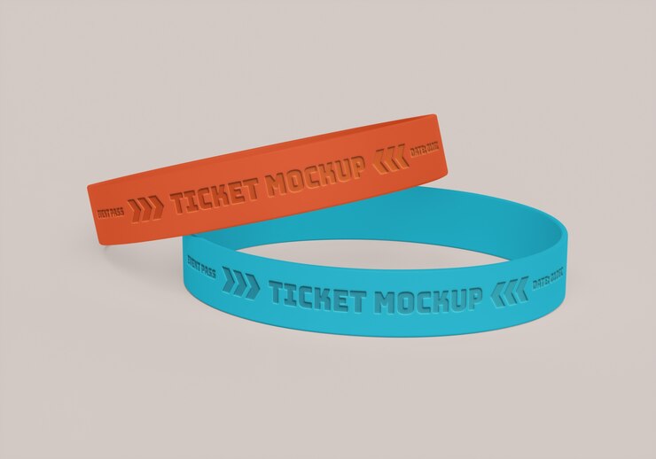 PSD diseño de la maqueta del boleto de la pulsera