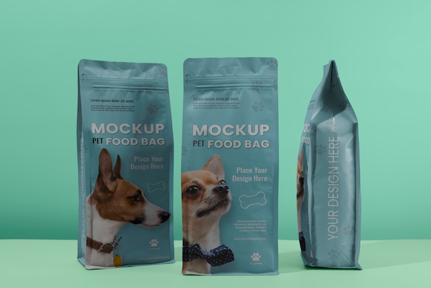 Diseño de maqueta de bolsa de comida para mascotas