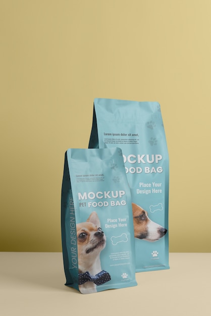 Diseño de maqueta de bolsa de comida para mascotas