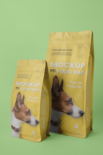Diseño de maqueta de bolsa de comida para mascotas