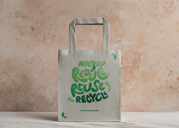 PSD diseño de maqueta de bolsa de compras de papel ecológico