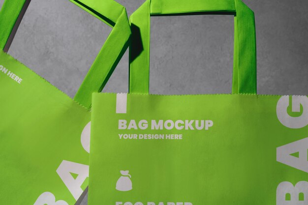 PSD diseño de maqueta de bolsa de compras de papel ecológico