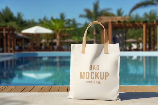 PSD diseño de maqueta de bolsa de compras para la piscina