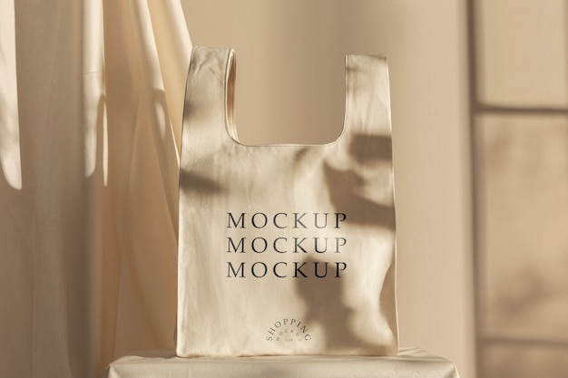 Diseño de maqueta de bolsa de compras de tela