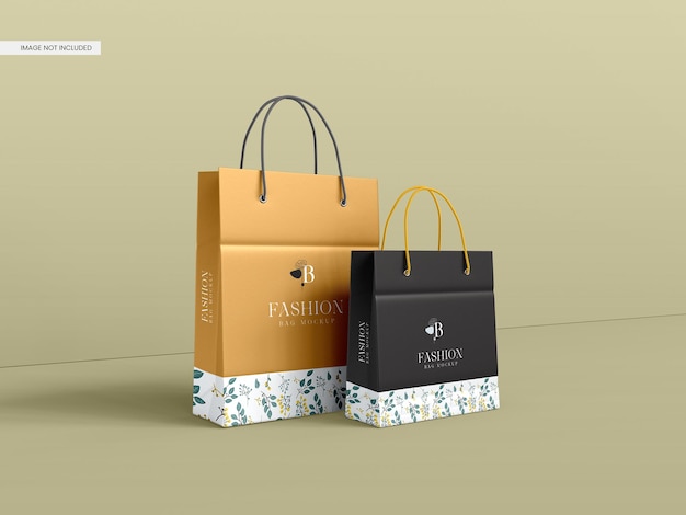 Diseño de maqueta de bolsas de papel de compras