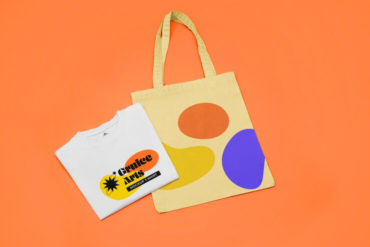 PSD diseño de maqueta de bolso de mano y camiseta.