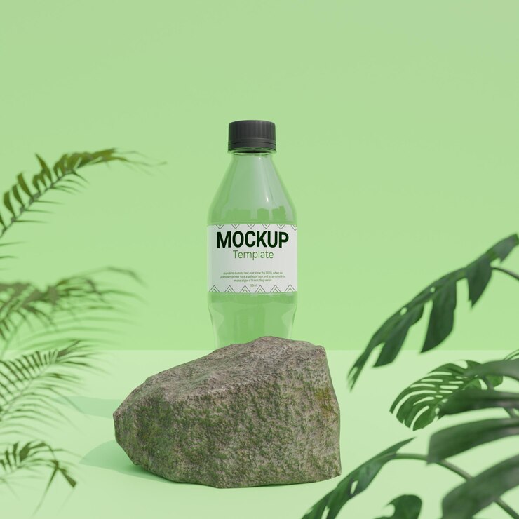 PSD diseño de maqueta de botella 3d realista para uso comercial