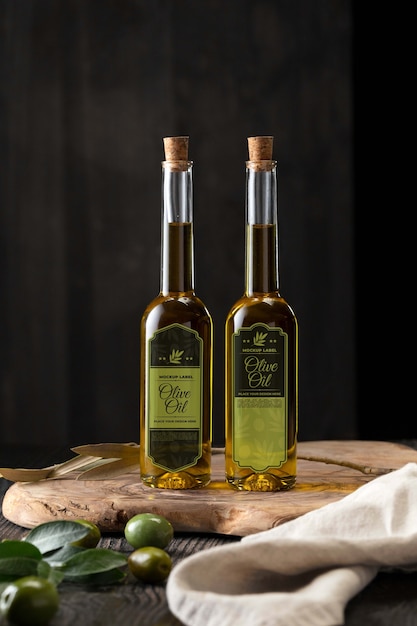 PSD diseño de maqueta de botella de aceite de oliva