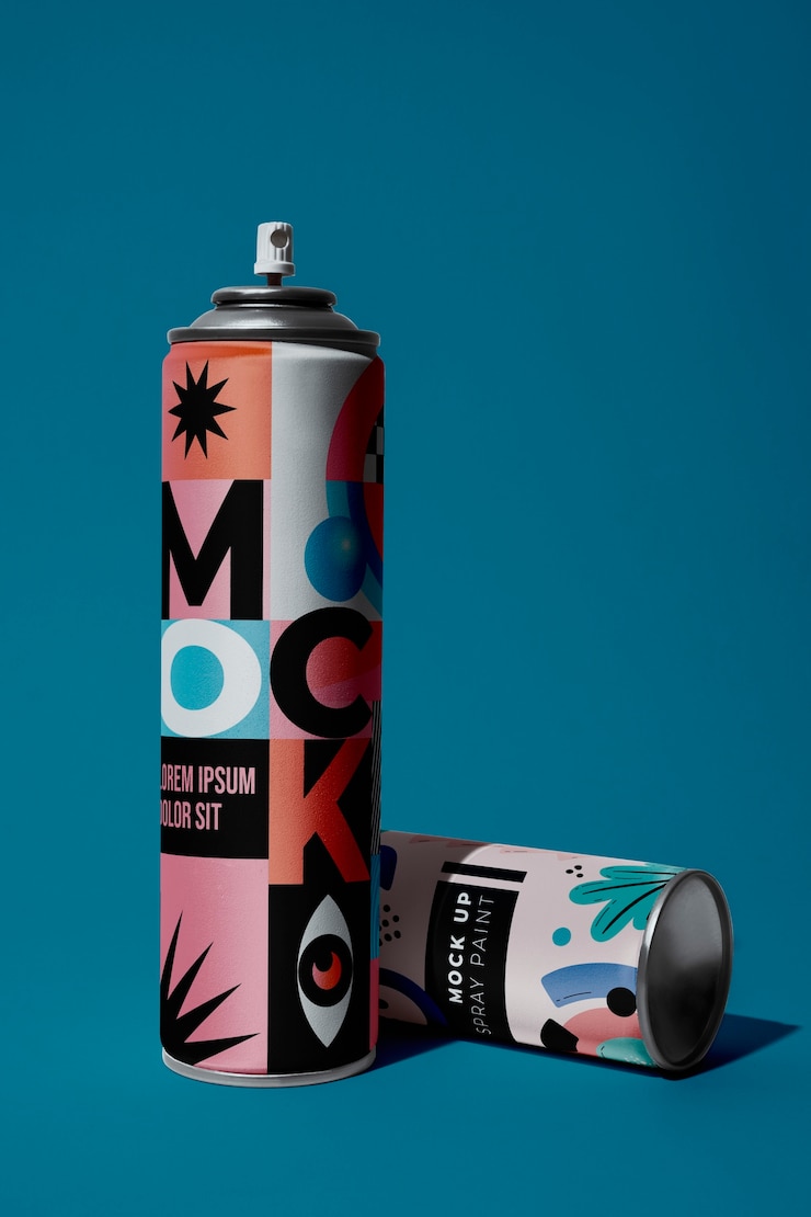 PSD diseño de la maqueta de la botella de aerosol