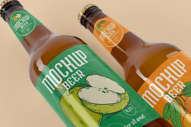 PSD diseño de maqueta de botella de cerveza