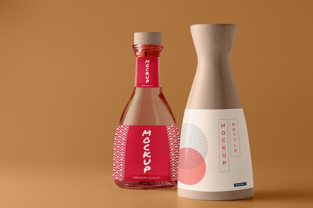 Diseño de maqueta de botella de sake