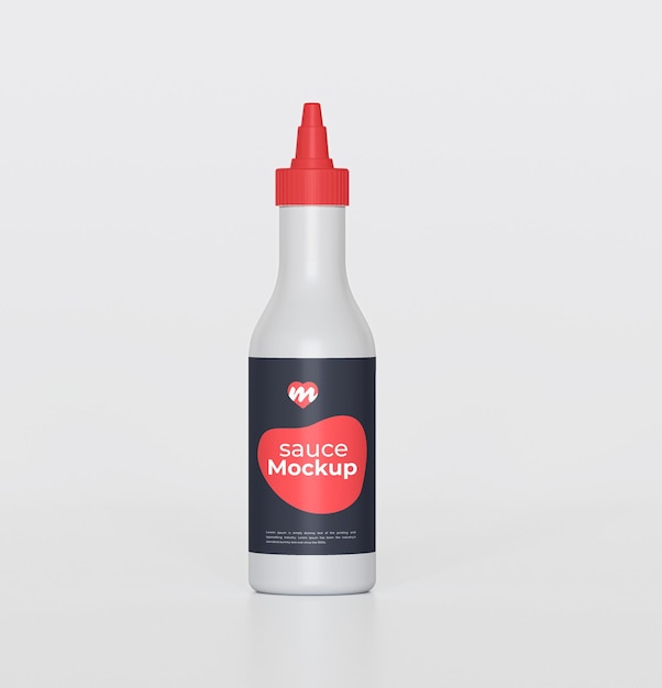 PSD diseño de maqueta de botella de salsa 3d