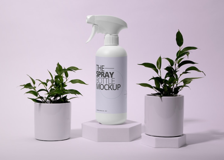 PSD diseño de maqueta de botella de spray.