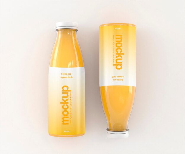 PSD diseño de maqueta de botella de vidrio transparente de jugo de fruta
