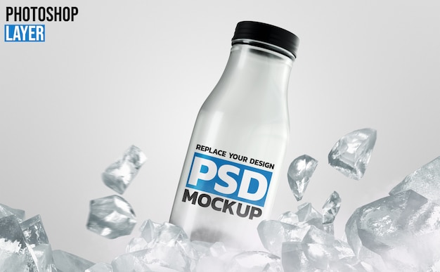 PSD diseño de maqueta de botella de vidrio