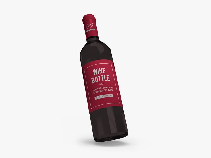 PSD diseño de maqueta de botella de vino aislado