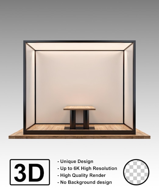 Diseño de maqueta de cabina para la exhibición de productos de fondo