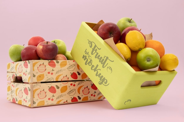 PSD diseño de maqueta de caja de fruta fresca
