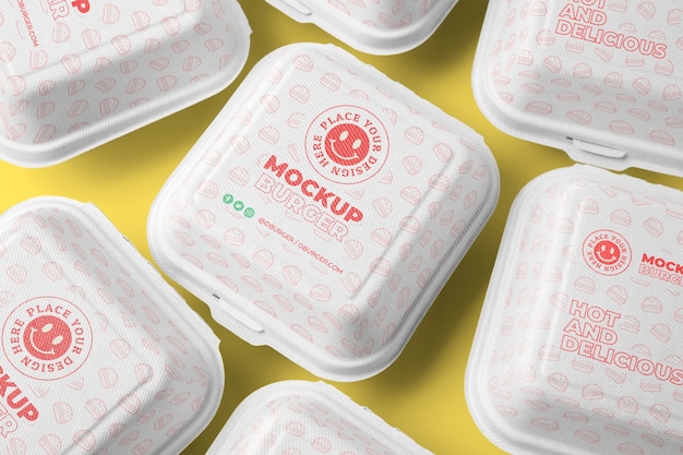 PSD diseño de maqueta de caja de hamburguesa ecológica