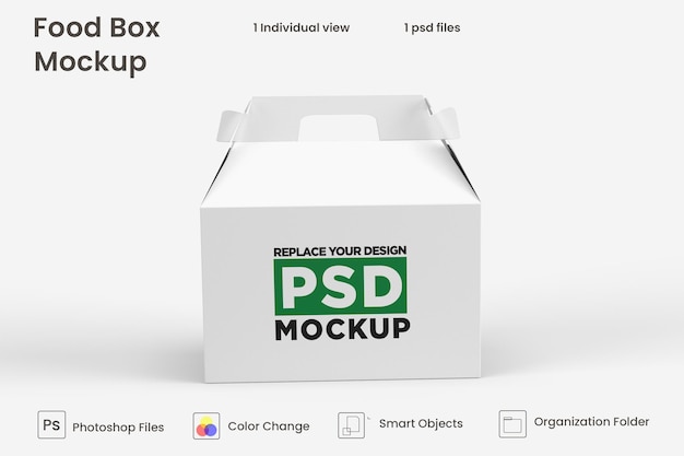 PSD diseño de maqueta de caja marrón de comida de entrega