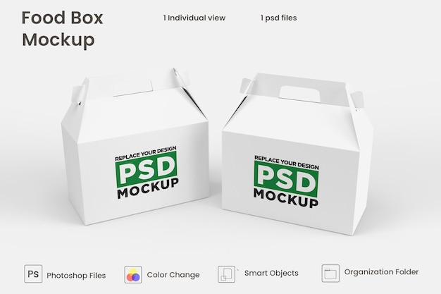 PSD diseño de maqueta de caja marrón de comida de entrega