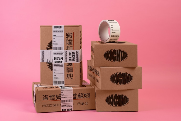 PSD diseño de maqueta de cajas plegadas.