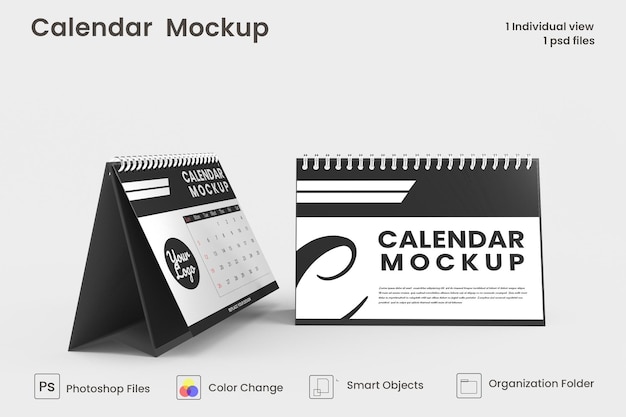 Diseño de maqueta de calendario de escritorio en espiral