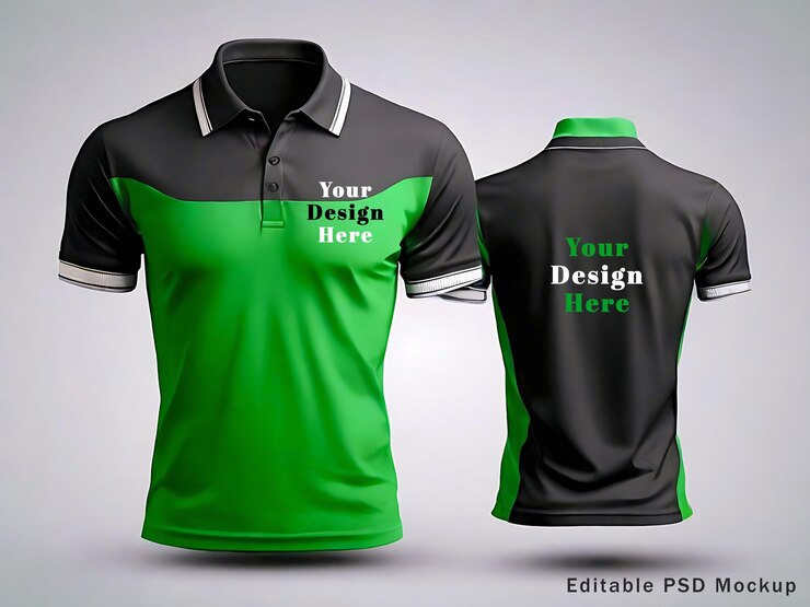Diseño de maqueta de camisa polo editable en PSD vista frontal y posterior