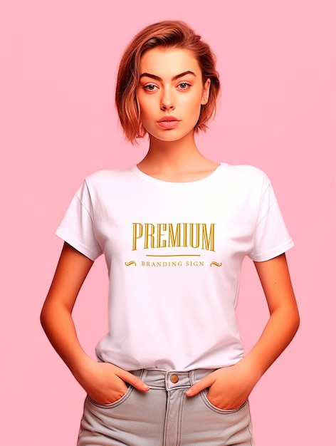 PSD diseño de maqueta de camiseta blanca de lujo