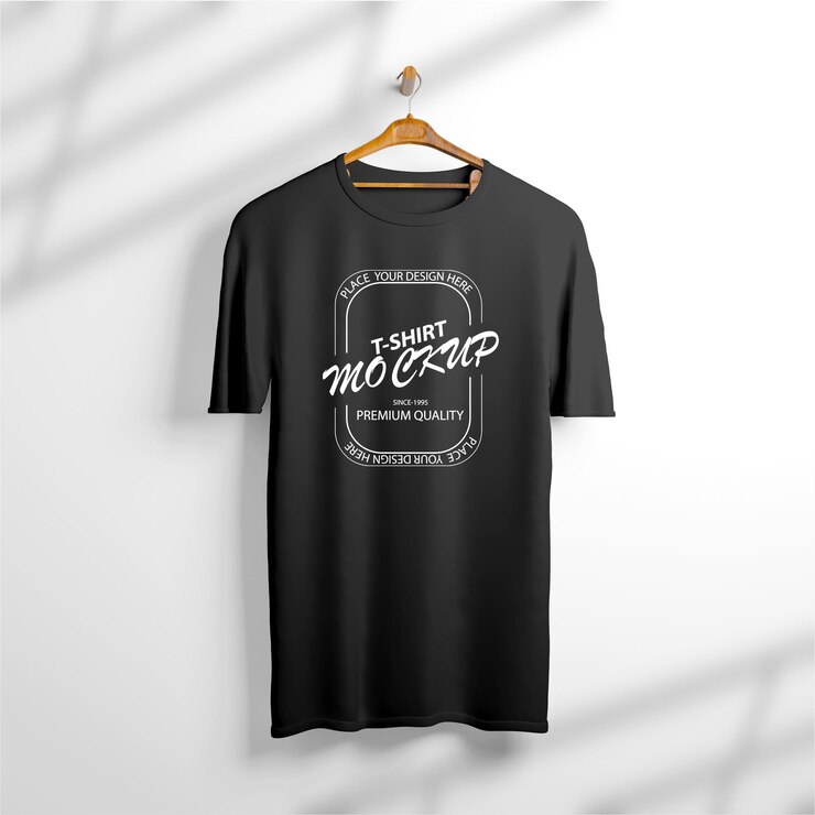 un diseño de maqueta de camiseta negra PSD totalmente editable