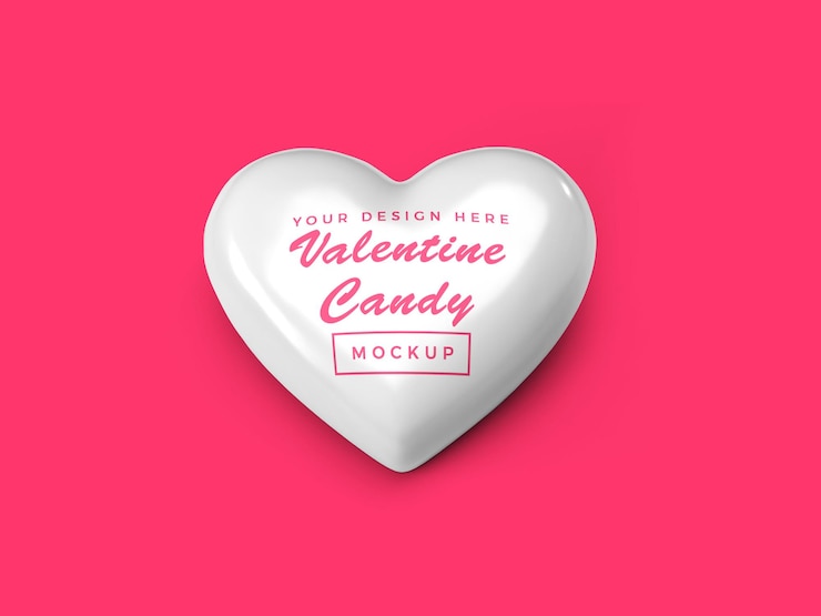 PSD diseño de maqueta de caramelo de corazón de san valentín aislado