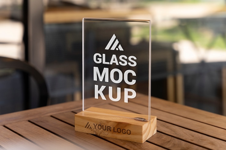 PSD diseño de maqueta de carpa de mesa de vidrio