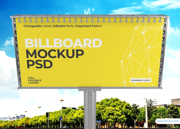 PSD diseño de maqueta de cartelera contra el cielo.