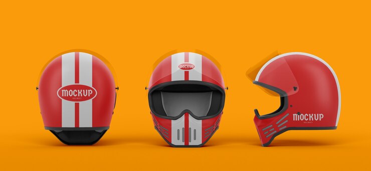 PSD diseño de maqueta de casco de moto.