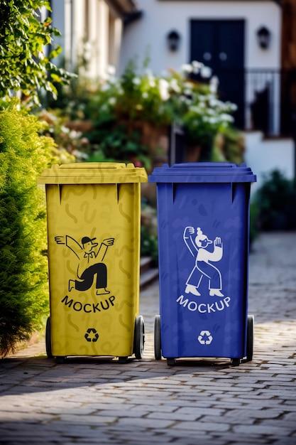 PSD diseño de la maqueta del contenedor de basura