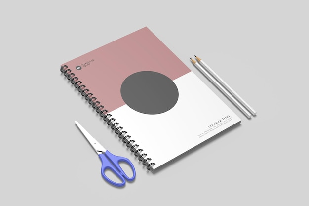 PSD diseño de maqueta de cuaderno espiral aislado